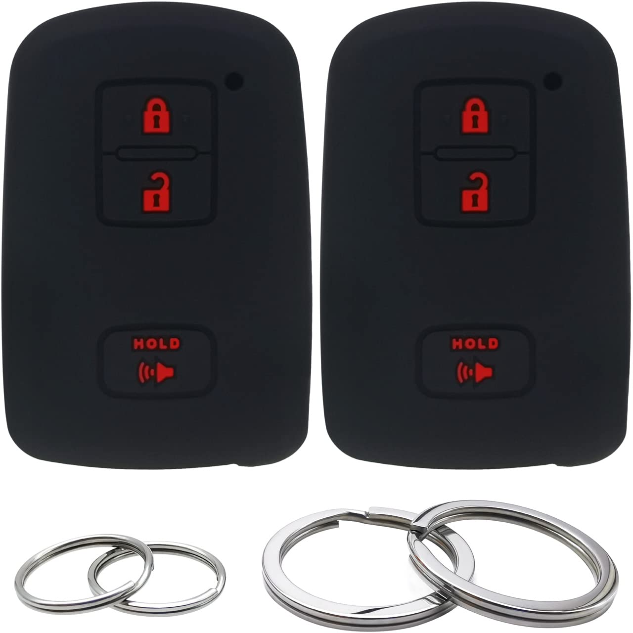 GFDesign 2 Pcs Silicone 3 Buttons Key Fob Cover Remote Case Keyless Protector Compatible with Toyota 4Runner RAV4 Tacoma Highlander Land Cruiser Prius C V C-HR HYQ14FBA 1551A-14FBA