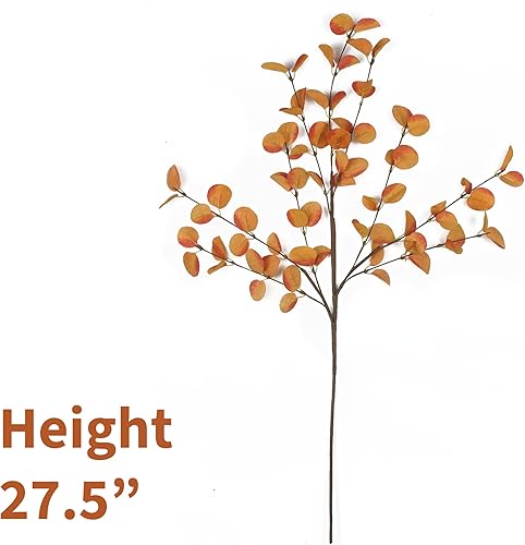 Miniatura 2 de Tallos de otoño, 6 piezas de hojas de otoño artificiales de eucalipto de 27.5 pulgadas, palillos florales de otoño, decoración de ramas de otoño