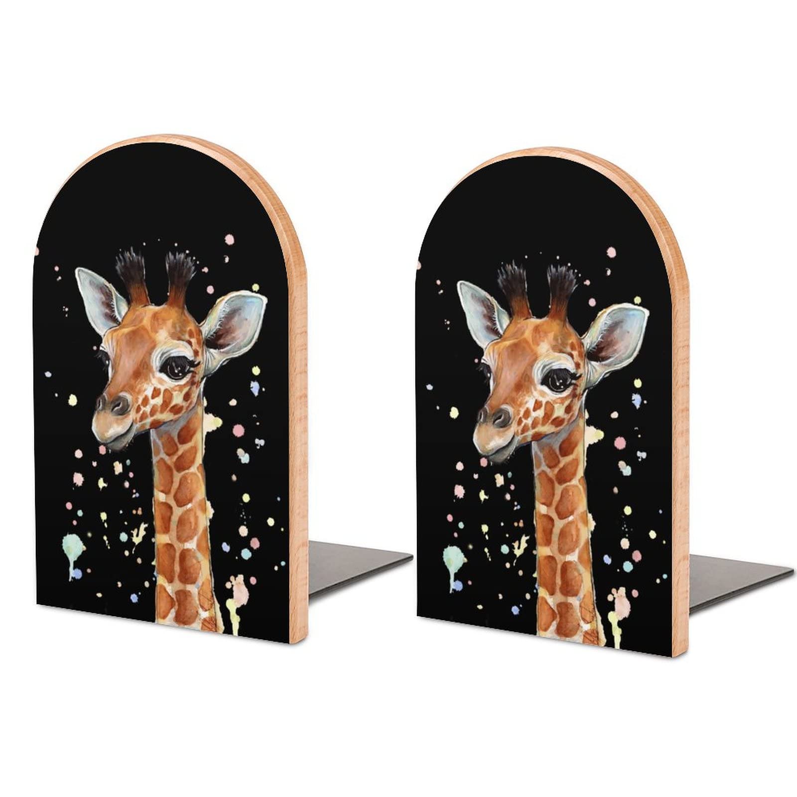 Giraffe Wooden Book Ends for Shelves Modern Bookends Book Holder Divider Decorative 1 Pair