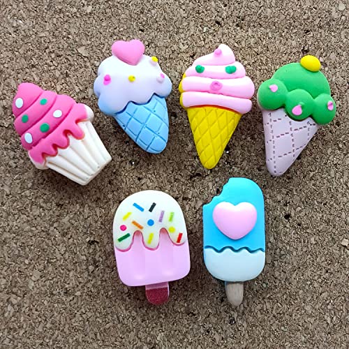 Decorative Push Pins, 30 Pcs Diy Creative Thumb Tacks Handmade Drawing Pin Cute Ice Cream Resin For Corkboard Bulletin Board Wall Photo Memo Office Accessories #TOP5