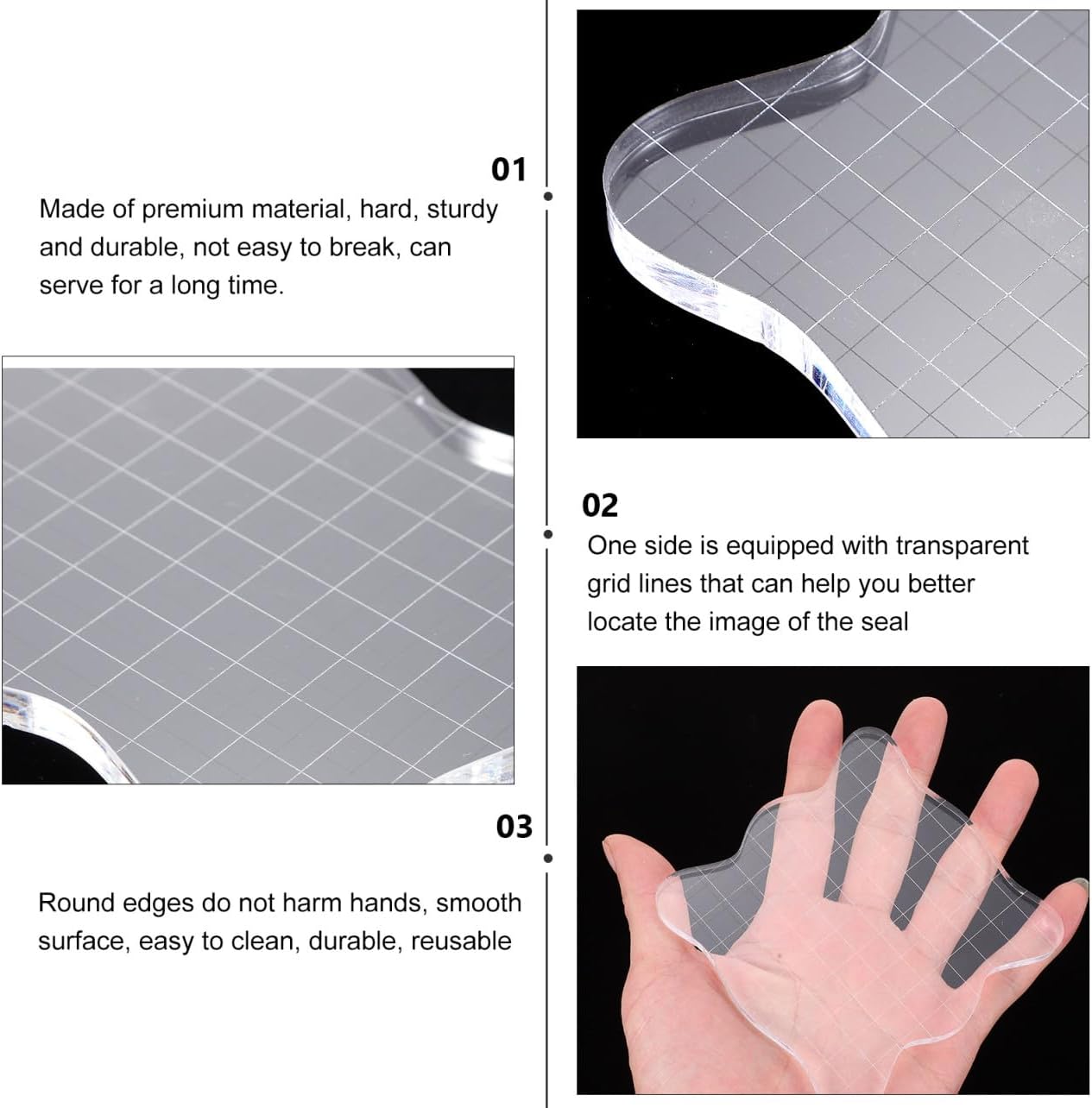 5Pcs Acrylic DIY Stamp Handle Set, Scrapbooking Stamping Blocks for Crafting and Handmade Seal Accessories