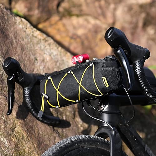 Miniatura 7 de Rhinowalk Bolsa de manillar de bicicleta, bolsa frontal de bicicleta, bolsa de almacenamiento de rollo, bolsa de montaña para bicicletas de