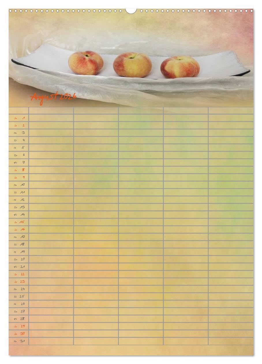 Familienplaner für die Küche. (hochwertiger Premium Wandkalender 2026 DIN A2 hoch), Kunstdruck in Hochglanz: Obst, Gemüse, Gewürze und mehr. (CALVENDO Lifestyle)