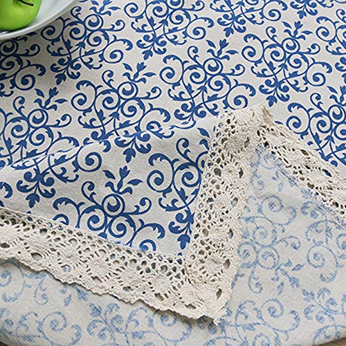 Yumuo Classic Linen Tablecloth,Chinese Blue Porcelain Pattern Vintage Rectangle Flower Fabric Tablecloth For Dinner Table Party Garden Coffee Table A 140X250Cm(55X98Inch) #TOP3