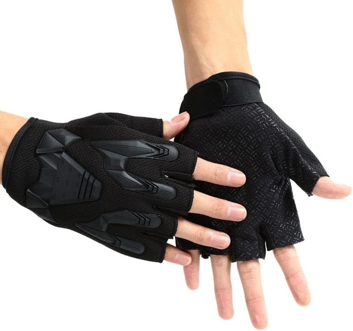 Lawaia Outdoor Sports Half Finger Tactical Glove Hard Knuckle Military for Men, Fingerless Airsoft Gloves Touchscreen for Motorcycle Combat Training Army Shooting Hunting (A) : Sports & Outdoors