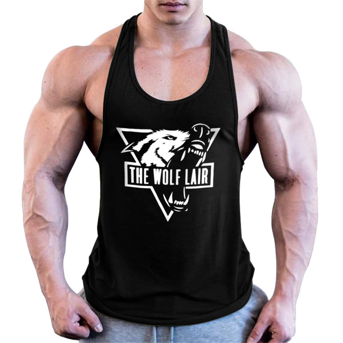Cabeen Bodybuilding Stringer Tank Top Running Vest Sleeveless Gym Training Top Black