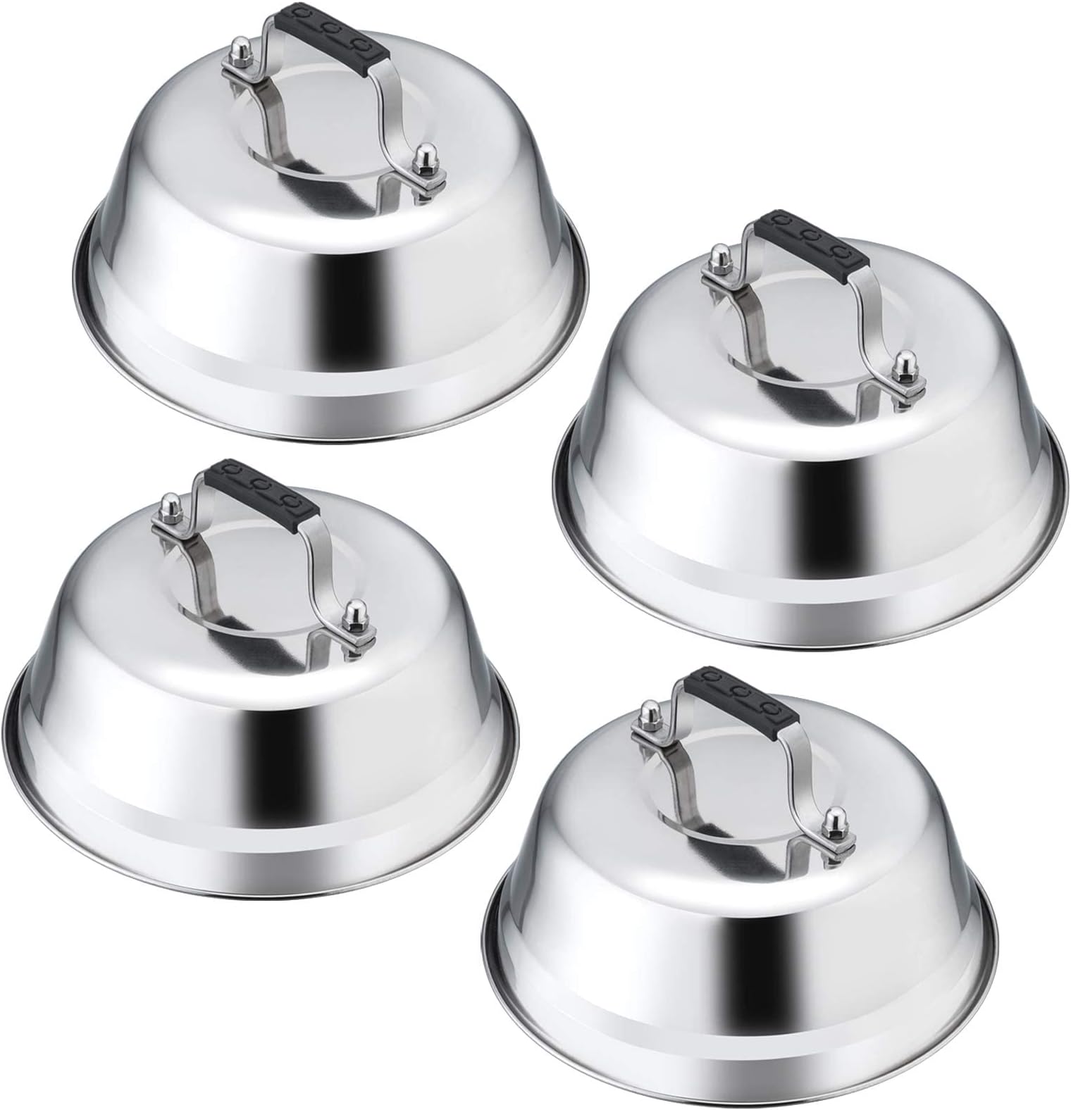 4Pack Cheese Melting Domes, Leonyo 9IN Heavy Duty Stainless Steel Basting Cover for Griddle, Durable Steaming Food Cover Teppanyaki Flat Top Griddle Grill Accessories, Dishwasher Safe