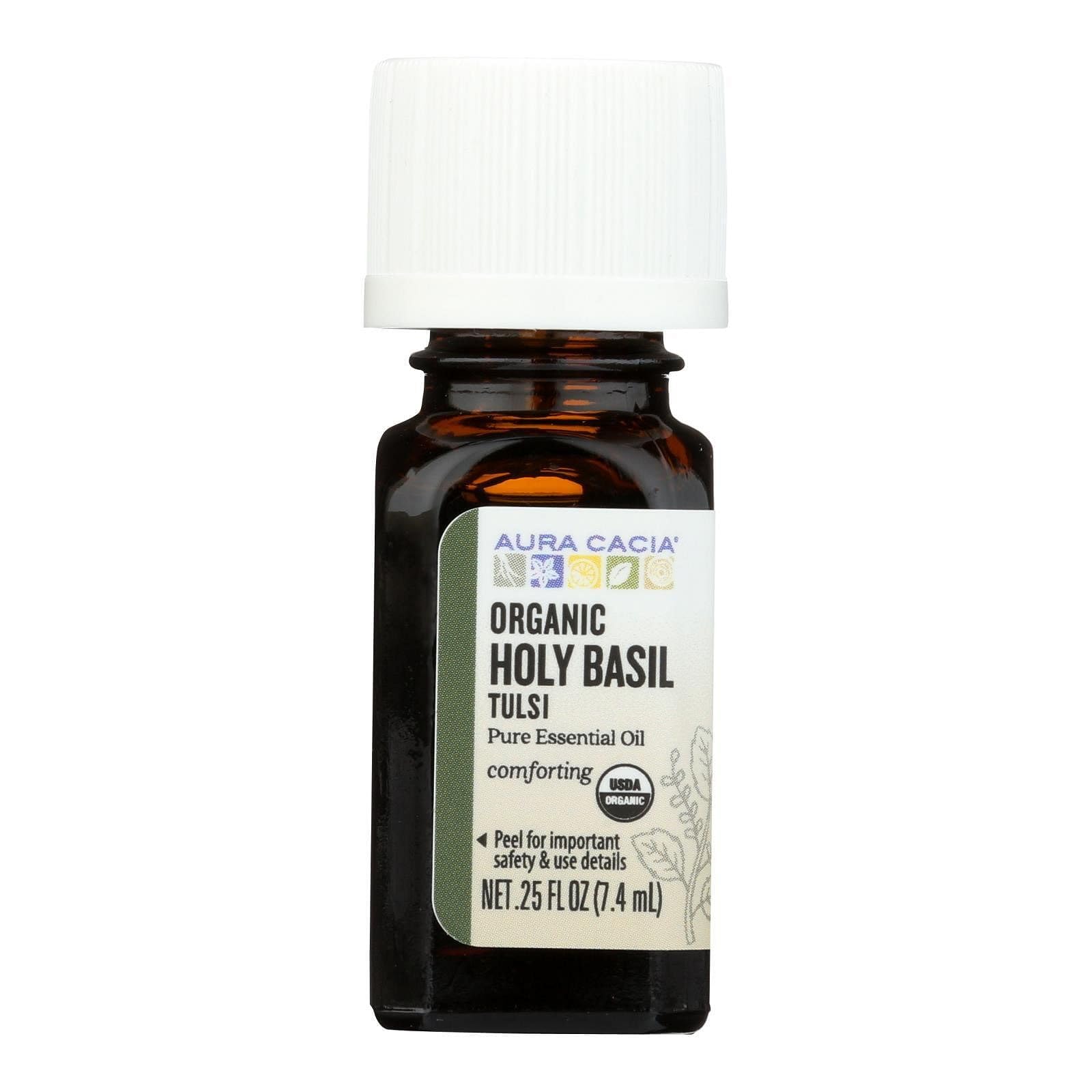 Aura Cacia100% Holy Basil (Tulsi) Essential Oil | Certified Organic, GC/MS Tested for Purity | 7.4 ml (0.25 fl. oz.) | Ocimum Sanctum
