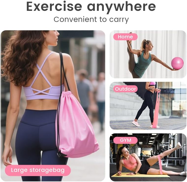 Miniatura 2 de Home Pilates Essentials Kit para mujer, con 5 bandas de resistencia, kit de pilates círculo mágico para tonificar el hogar, incluye pelota de yoga,