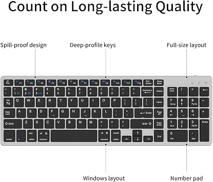 for Ultra-Slim Wireless QWERTY Keyboard, Multi-Device Switching