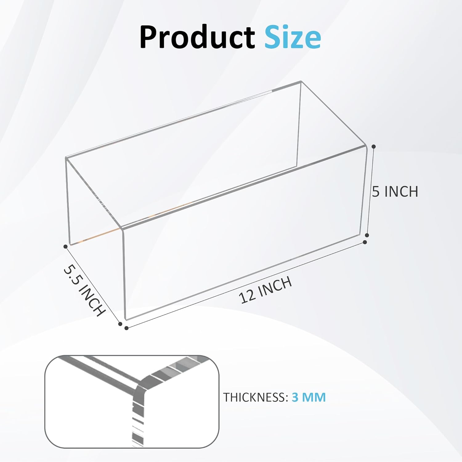 Sezanrpt Acrylic Shelf Riser 12x5.5x5 pack of 2, Countertop Acrylic Display Storage Organizer for Funko Pop Figure, Cosmetics, Bags, Shoes, Toys, Collectibles, 12x5.5x5 Inch