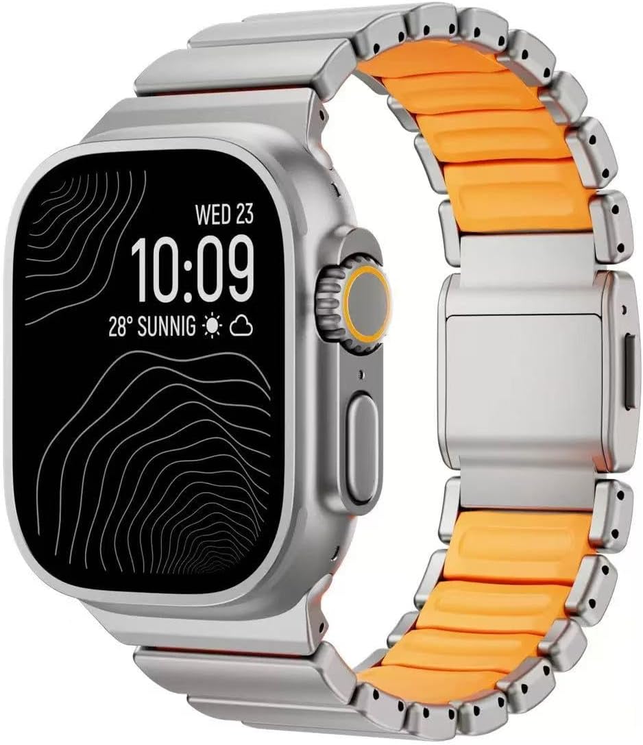 Amazon.co.jp: for Apple Watch バンド チタン＋ラバー製 49mm 46mm