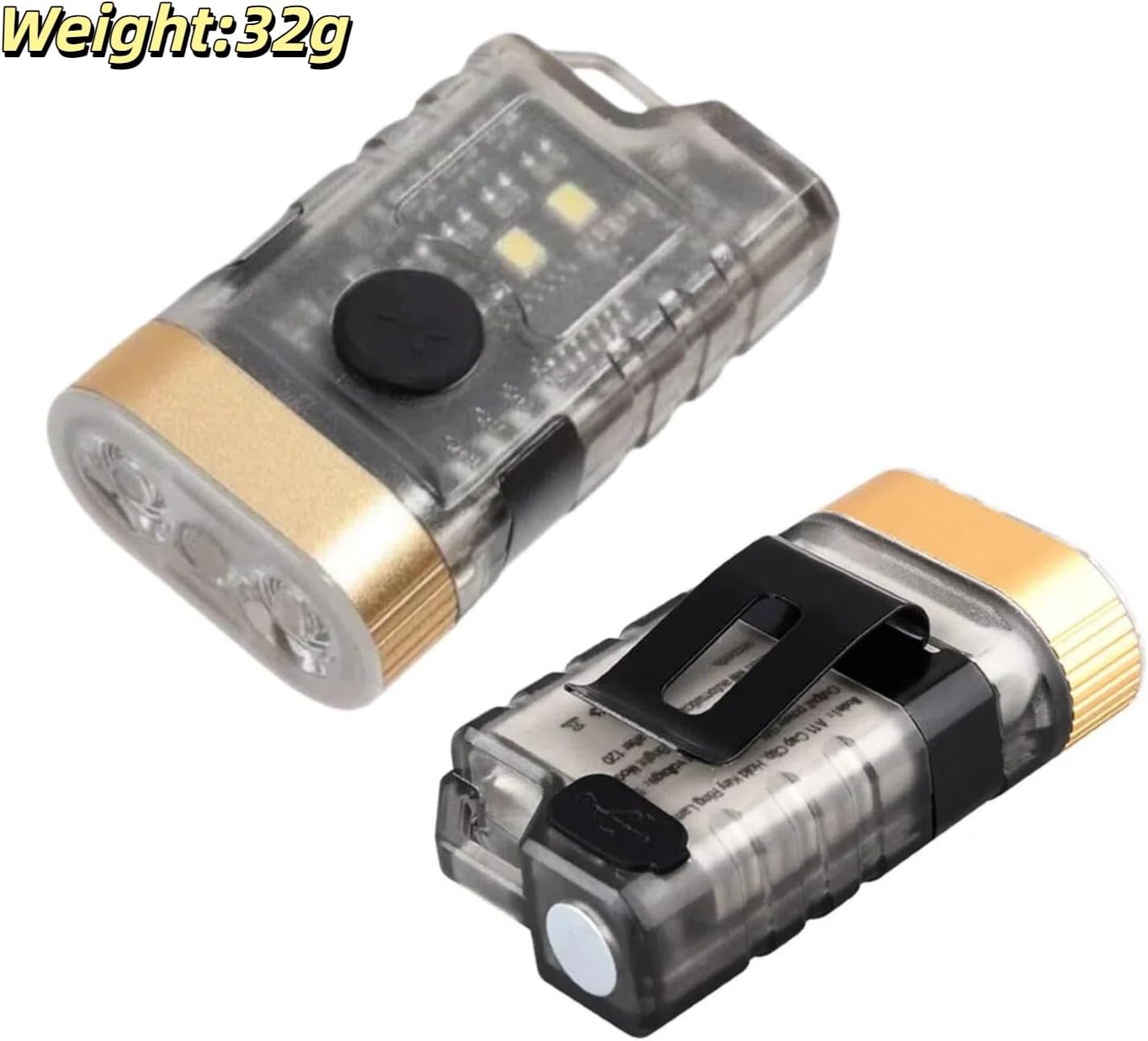 Mini Rechargeable Keychain Flashlight, Portable Magnetic Pocket LED Work Light, 4 Color Modes COB EDC Light with Clip, Waterproof Small Torch for Camping Emergency Repair Outdoor Use
