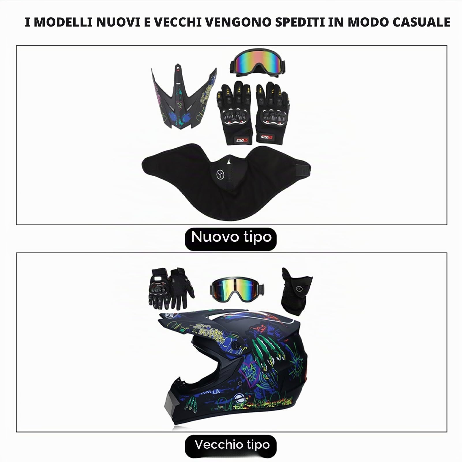 Caschi da Moto Master per Ragazzi, Casco da Moto per Ragazzi, Casco da Sci per Scooter ATV per Ragazzi e Ragazze, Terreno per Stagioni con Occhiali e Guanti (XL)