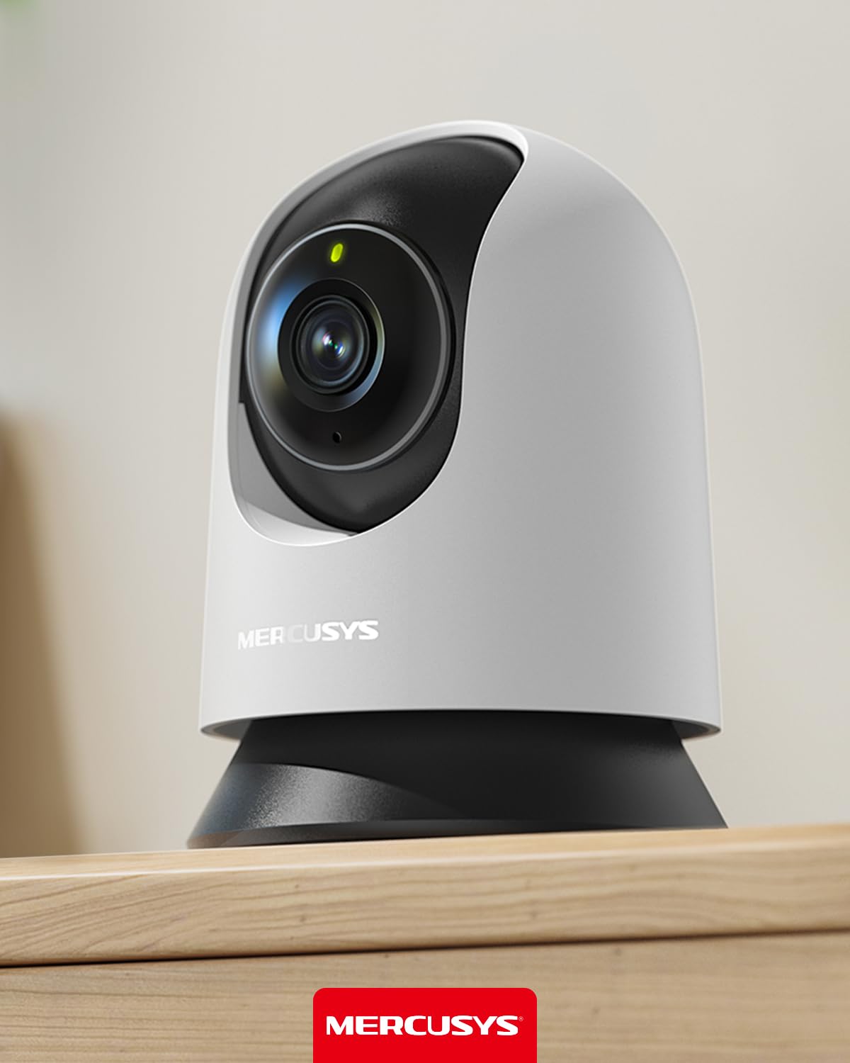 MERCUSYS Caméra Surveillance WiFi intérieure 360° 2K, Vision Nocturne, Notifications en Temps réel, Détection de Personne, Suivi de Mouvement, Télécommande, Compatible avec Alexa, MC210
