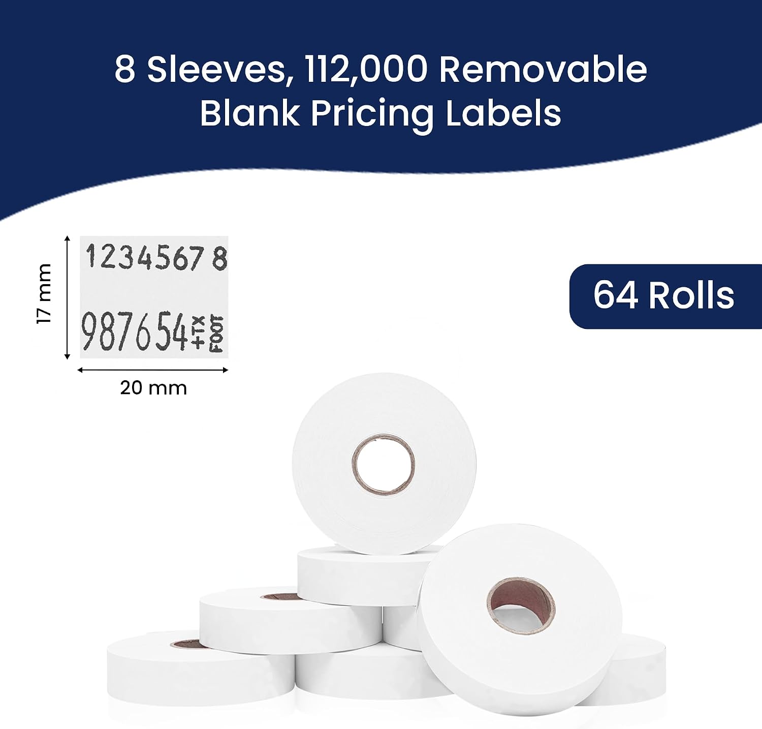 Pricing Labels for Monarch 1136 Removable Adhesives White - 112,000 Labels w/ 64 Rolls Value Pack, 8 Sleeves - Made in USA