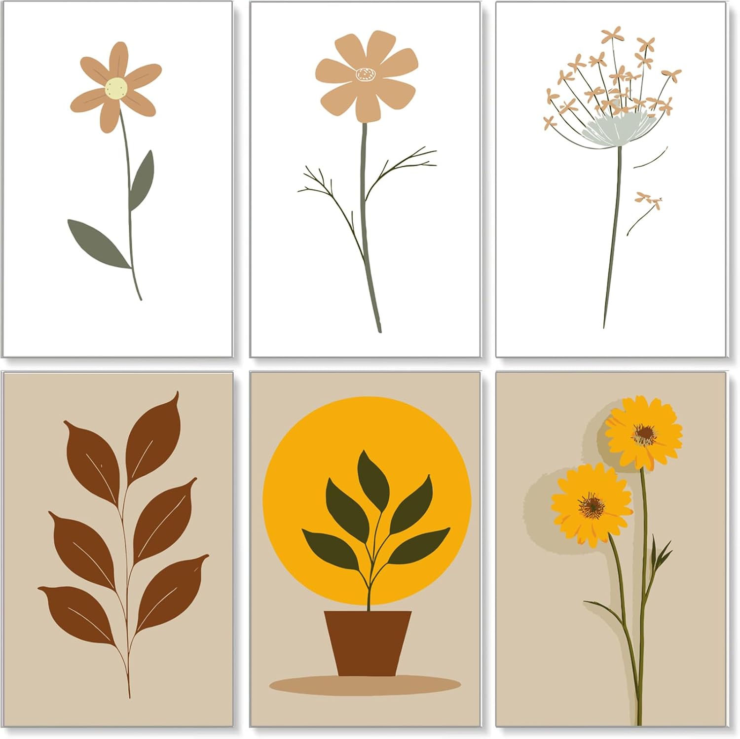 Jethami 6 Pack Paint by Numbers Kit for Adults Beginner, Easy Boho Flowers DIY Painting Canvas Art Kit for Home Wall Decor 8x12 in Boho Flowers-01