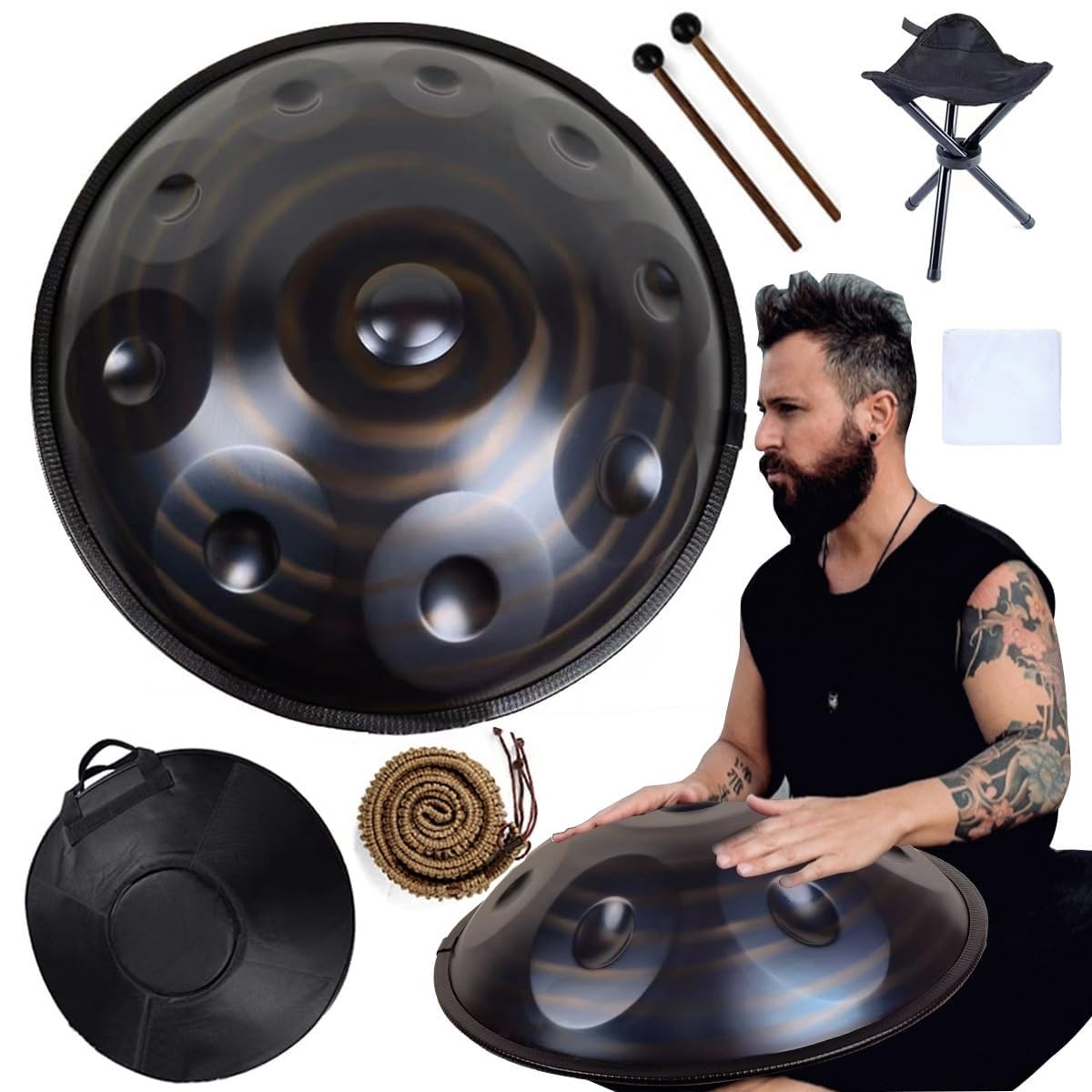 432Hz 9ノート ハンドパン スティールパン　スチールドラム　ハンドドラム Amazon｜432 Hz ハンドパン スチール ドラム 9 ノート 22 インチ
