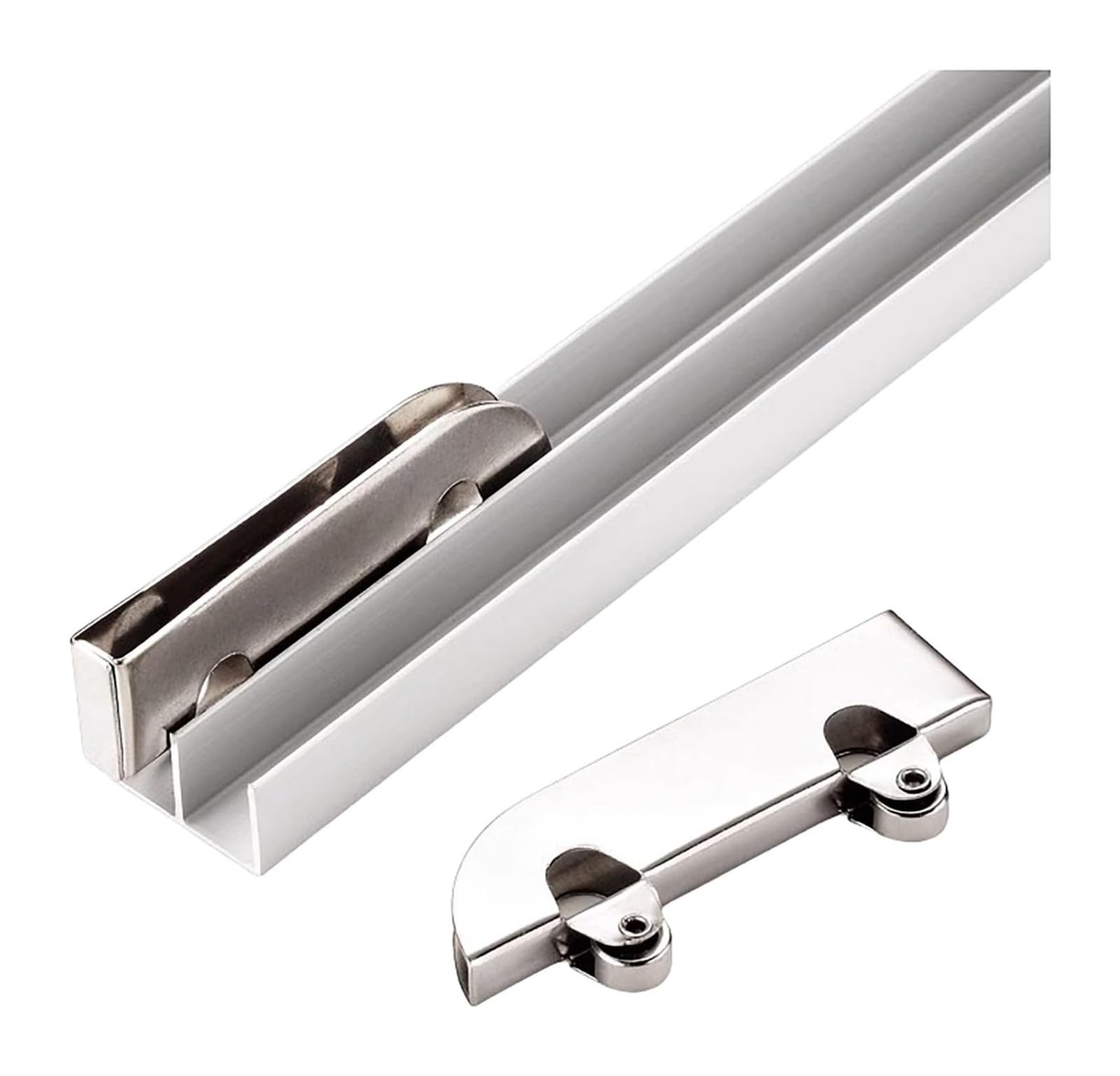 Pbwerigl One Color Sliding Glass Window Track, Aluminum Alloy Sliding Door Track Kit For 3-5Mm Glass(160Cm/63In)