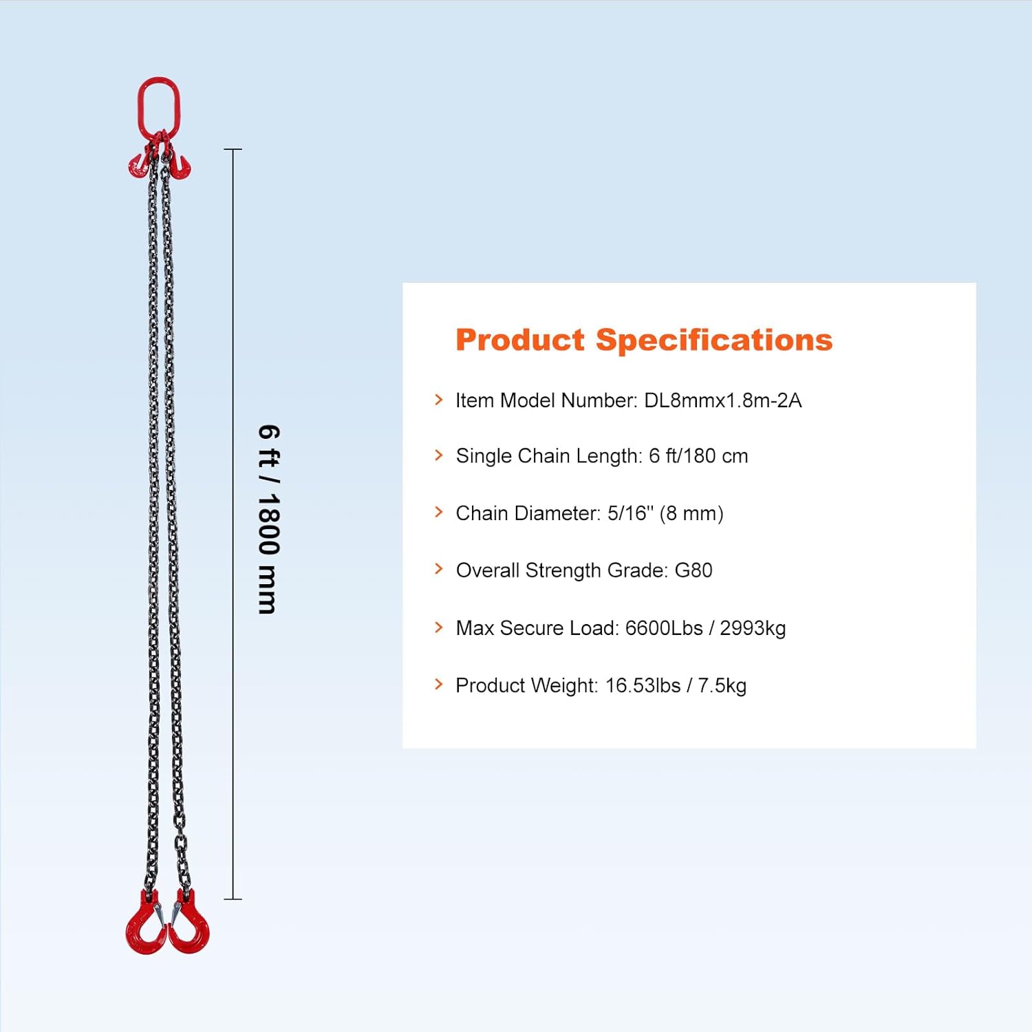 VEVOR Chain Sling with 2 Leg Grab Hooks - Image 7