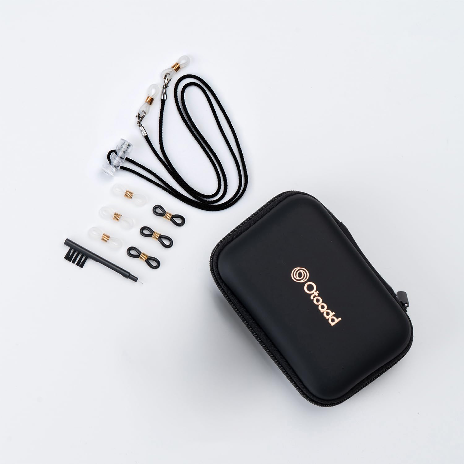Otoadd Hearing Aid Cleaning Tools Kit for Seniors – Complete Set with Black Case, Black Anti-Drop Strap, O-Rings & Brush, Essential Care Accessories for Hearing Aids & Amplifiers