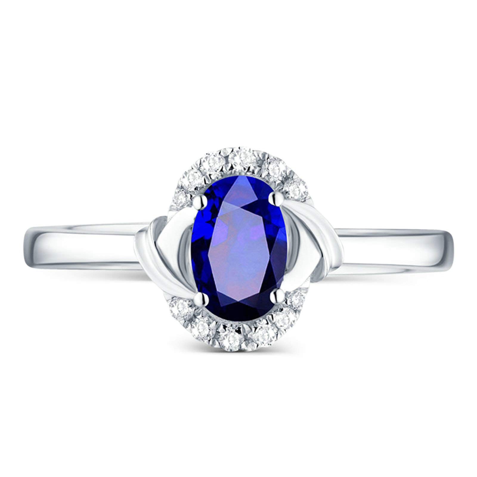 Beydodo Obrączki ślubne 18 karatów, owalne, z szafirem 0,48/0,97/1,37/2,22 ct, pierścionek zaręczynowy dla kobiet z diamentem e białe złoto, 49 cm (15,6 cala), colore: 2.22ct, cod. TLLWGZ2561