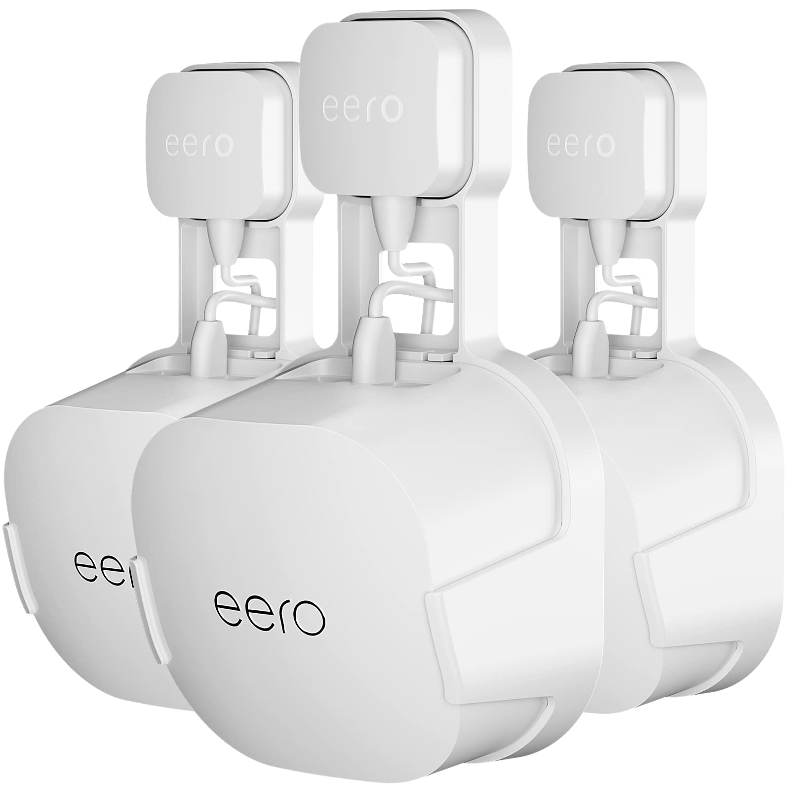 COOLWUFAN Outlet Wall Mount Holder for eero 6 or eero 6+ mesh Wi-Fi System [NOT Fit for eero mesh], No Messy Wires, Easy to Install Mount Holder for eero 6 & eero 6+ mesh Wi-Fi System (3 Pack)