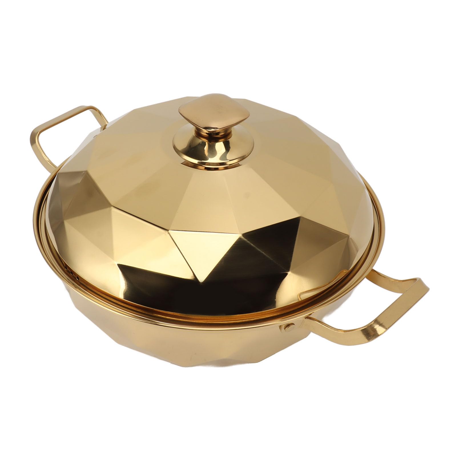 LJCM Stainless Steel Pot, Cookware Universal Multi-Purpose Double Layer Evenly Dissipating Heat Stainless Steel with Steam Plate for Kitchen (Gold)