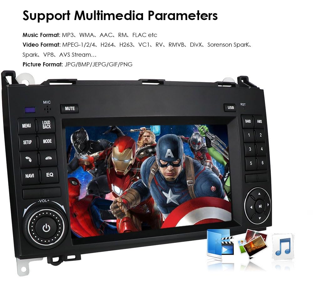 7'' Multimedia AHD GPS Navigation Canbus RDS Radio Audio Player Stereo CarPlay IOS Android+Rückfahrkamera Kompatibel mit Mercedes-Benz W169/W245/W639 W447/Vito/Viano/W906 Sprinter/V W Crafter Onwards