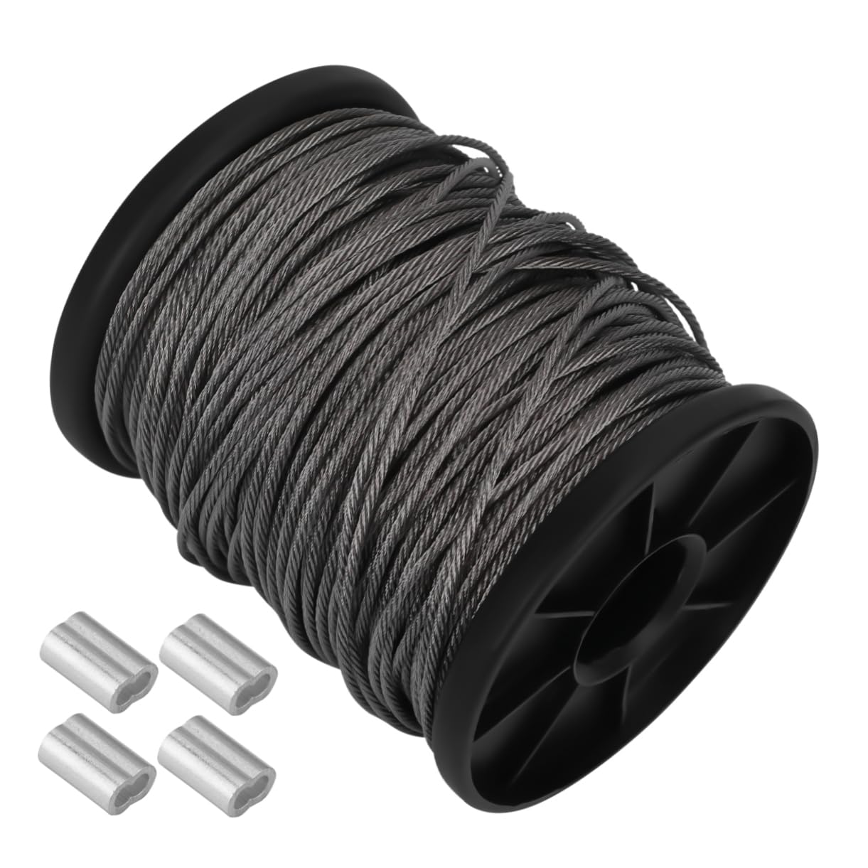 PRETYZOOM Aluminum Crimping Loop Sleeves 50m Stainless Steel Wire Spool Picture Frame Hanging Lifting Rope