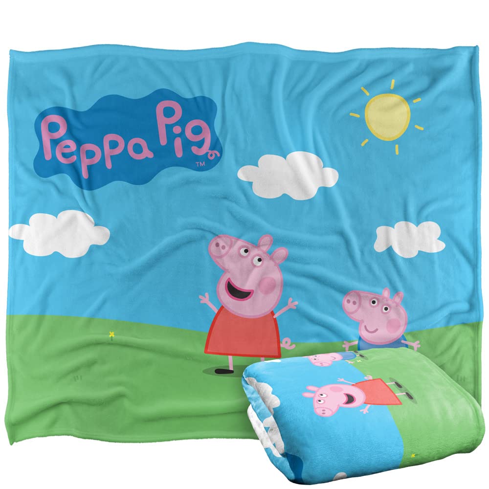 Peppa Pig Kids Silky Touch Blanket, 152 x 127 cm Peppa and George Sunny Day, 50" x 60"