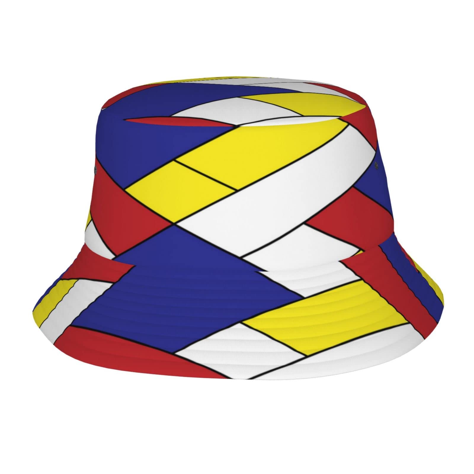 QQIAEJIA Sombrero de pescador para mujeres y hombres, Mondrian, rojo, amarillo, azul, sombrero de sol para vacaciones al aire libre, verano, playa, pesca, gorra