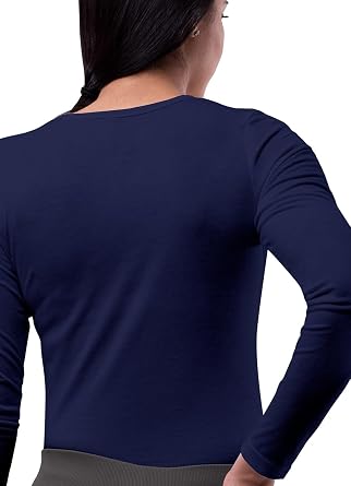 Sivvan Scrubs for Women - Long Sleeve Comfort Underscrub Tee Multicolor 2-Pack - S85002M - Navy/White - XL