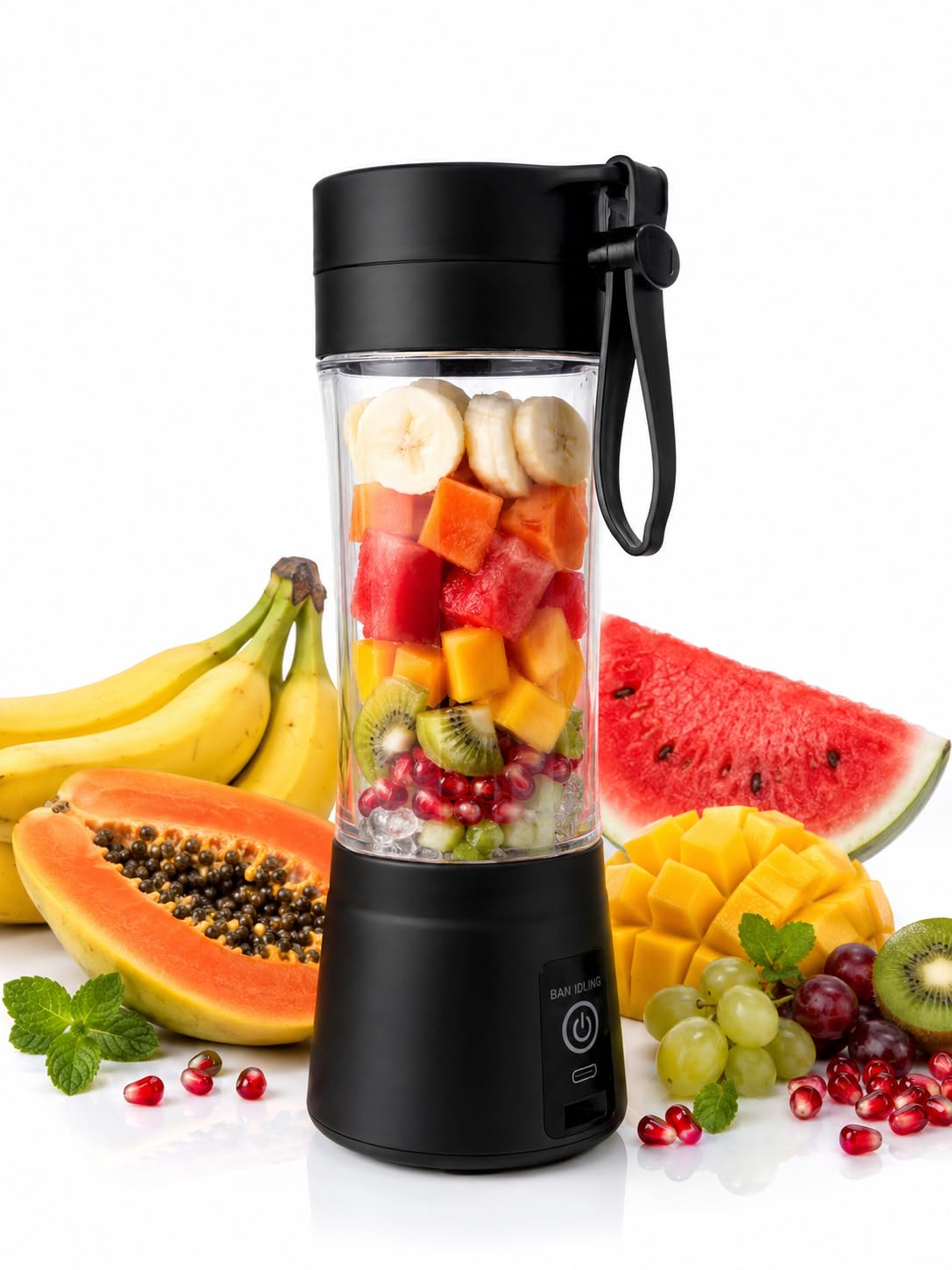 Ban Idling Portable Blender NG-01, USB Rechargeable, 380 ml | 6 Stainless Steel Blades, Type-C Fast Charging, 2000mAh Battery, Non-Slip Silicone Base, Lightweight & Compact-image-32