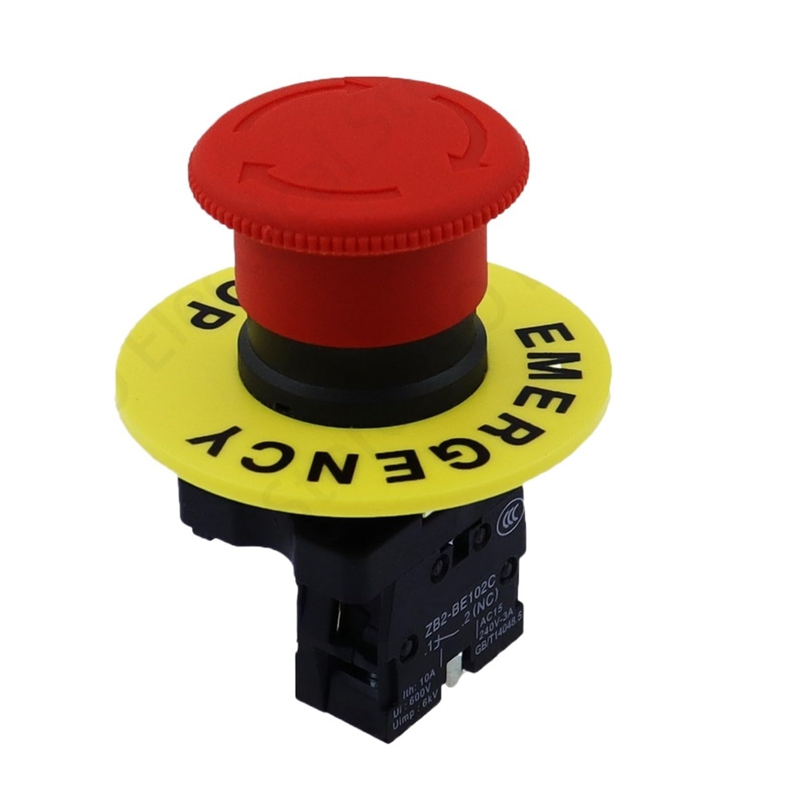 Bouton d'arrêt d'urgence XB2 rouge 22mm pour panneau électrique LAY37