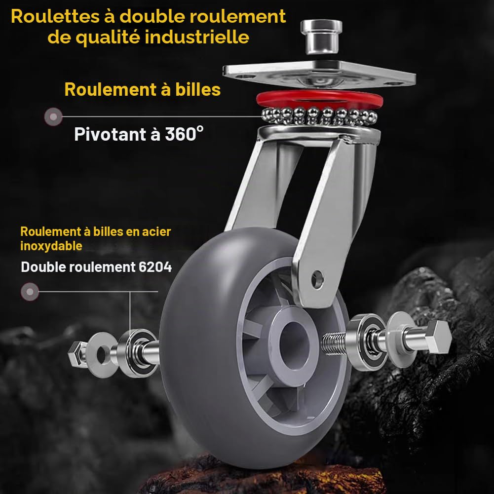 Chariot à Plateforme de Transport Pliable 500 kg ，Grandes Roues Heavy Duty- Chariot de Magasin manutention Stockage Pneus en Caoutchouc Plein roulettes silencieuses (90 x 60 cm)
