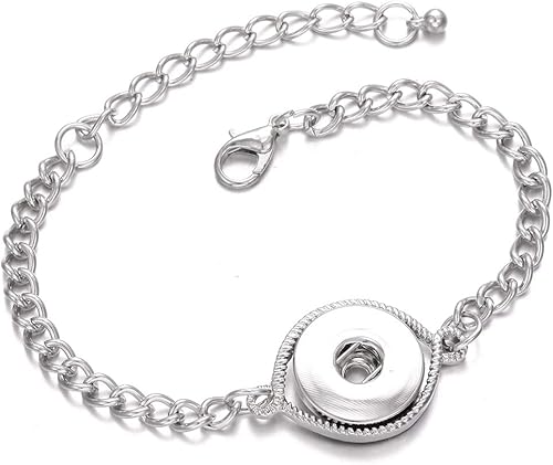 Miniatura 4 de Pulseras de joyería con botón a presión ajustable de 0.709 in de metal con botón a presión para mujer, paquete de 4 unidades