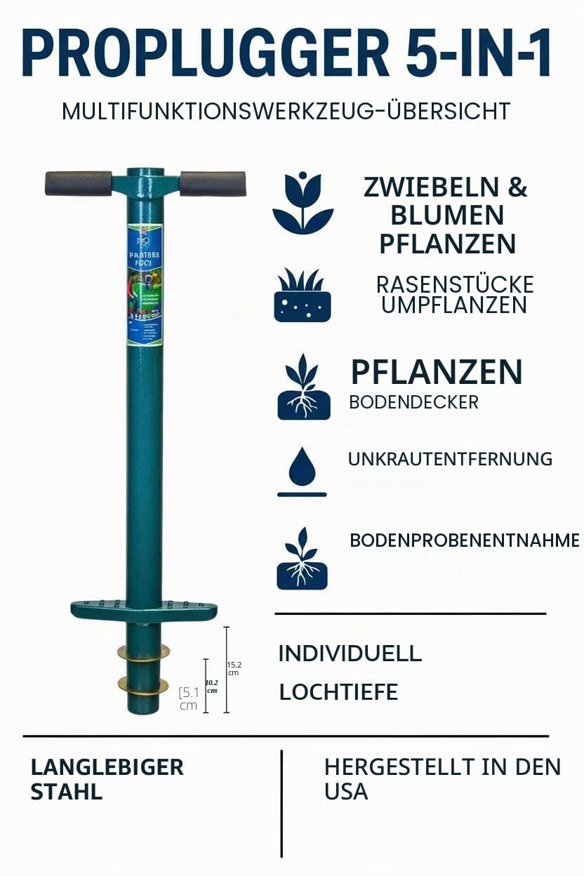 ProPlugger 5-IN-1 Rasen- und Gartenpflanzwerkzeug