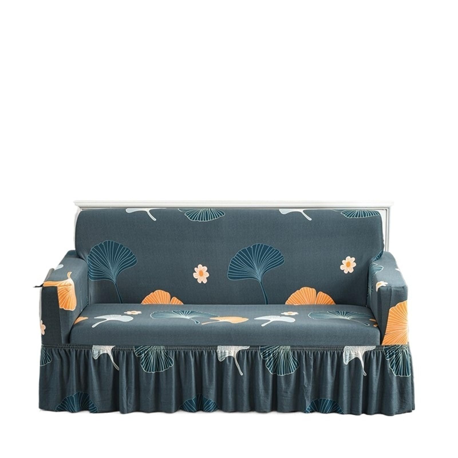 GCYEIDMA Skirt Sofa Cover 1pc Geometric Printed Seat Sofa Skirt Protector Stretch Couch Cover(Color 7,M (145-185cm))