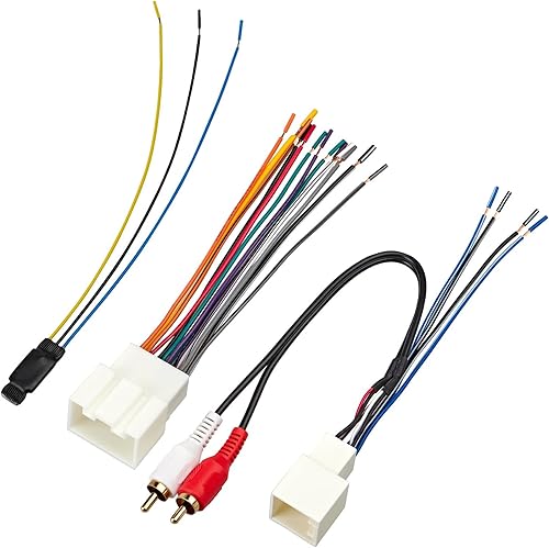 RED WOLF Arnés de cableado de radio RCA Plug con kit de convertidor reductor reductor de 12 V a 5 V para Ford Mustang Explorer 2000-2004, Lincoln