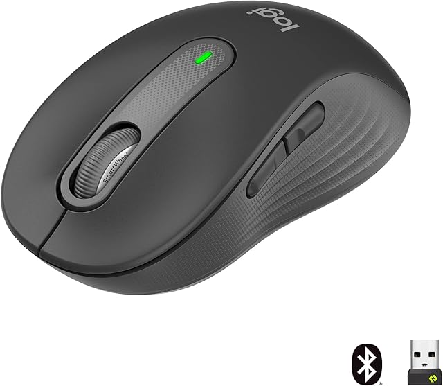 Logitech Signature M650 Wireless Mouse - For Small to Medium Sized Hands, 2-Year Battery, Silent Clicks, Customisable Side Buttons, Bluetooth, Multi-Device Compatibility - Grey