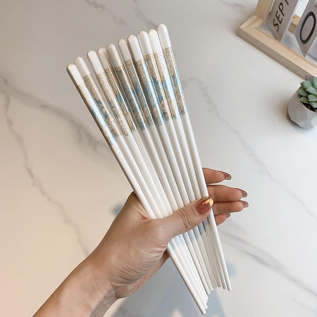 Copchette en Porcelaine Cadeau de Fleur, Baguettes Chinoises en os de la Chine, Baguettes Premium réutilisables, Lave-Vaisselle à Haute résistance à la température 5 Pairs