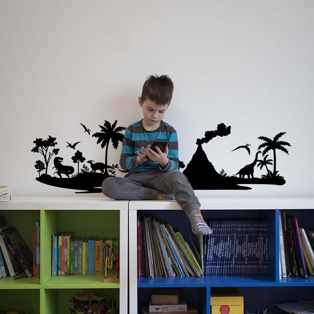 SUPERDANT Jurassic Wall Stickers Dinosaur and Volcano Vinyl Wall Decals Living Room Art Jurassic Dinosaur DIY Decoration Print for Nursery Door Bedroom Decor Gift for Boy