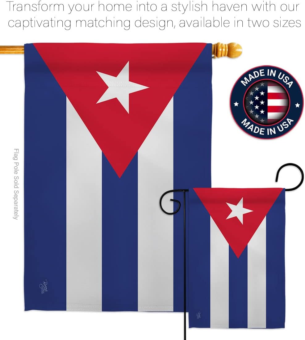 Breeze Decor Cuba Garden Flag - Set with Stand Regional Nationality Nation International World Country Particular Area - House Decoration Banner Small Yard Gift Double-Sided Made in USA 13 X 18.5