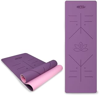 Whackk TPE 6mm Laser Engraved Position Marking Yoga Mat|Pink & Purple Dual Colour|6 mm TPE Non-Slip Mat with Carry Strap|L... Price In India