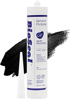 Black BioSeal 100% Silicone Sealant Caulk General Purpose, Waterproof and No Odor 10.1 Ounce Cartridge -Black (1)
