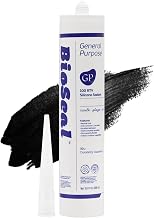 Black BioSeal 100% Silicone Sealant Caulk General Purpose, Waterproof and No Odor 10.1 Ounce Cartridge -Black (1)