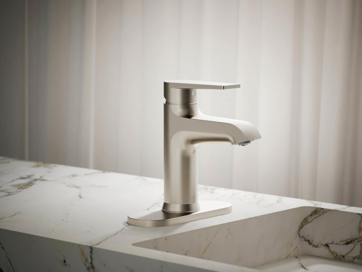 Kohler K-37892-4-BN Hint® Single-Handle Bathroom Sink Faucet, Bathroom Faucets, 1.2 GPM, Vibrant Brushed Nickel