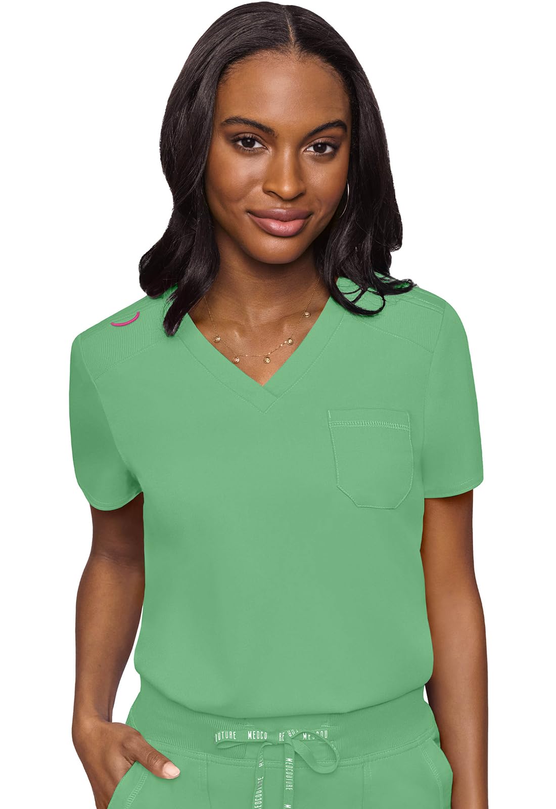 Med Couture Touch Women's Scrub Tops V-Neck Tuck-in Top with 1 Pocket