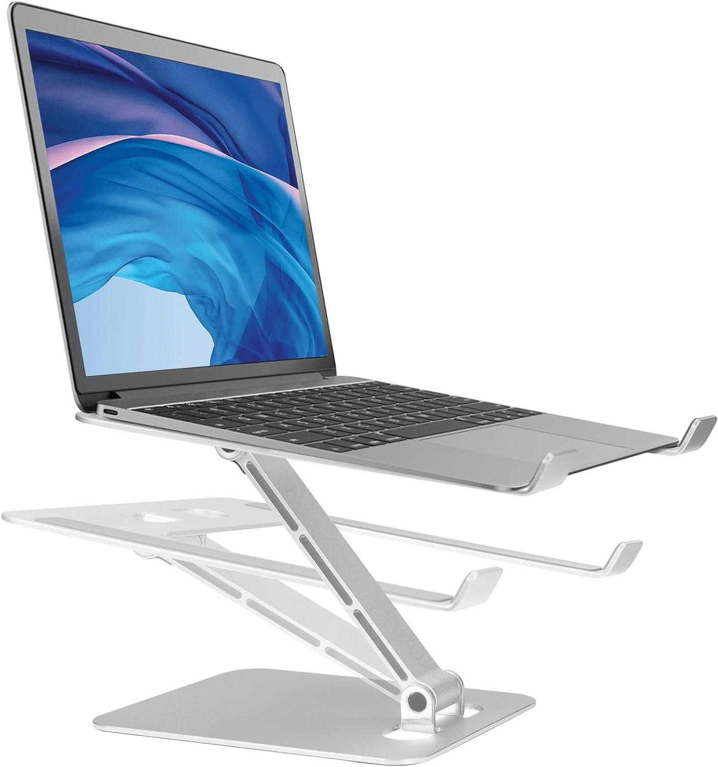 BREEZENEST Foldable Desk Laptop Stand Vertical, Adjustable Ergonomic Aluminium Vertical Laptop Holder with Ventilation, Space Saving Foldable Computer Stand for 10-16 Inch Laptops (Silver)